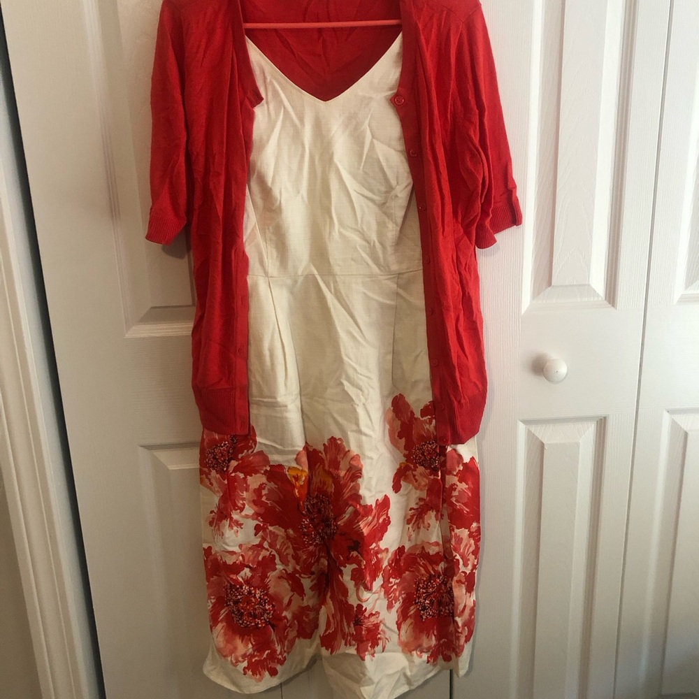 Floral Coral and Cream Dress